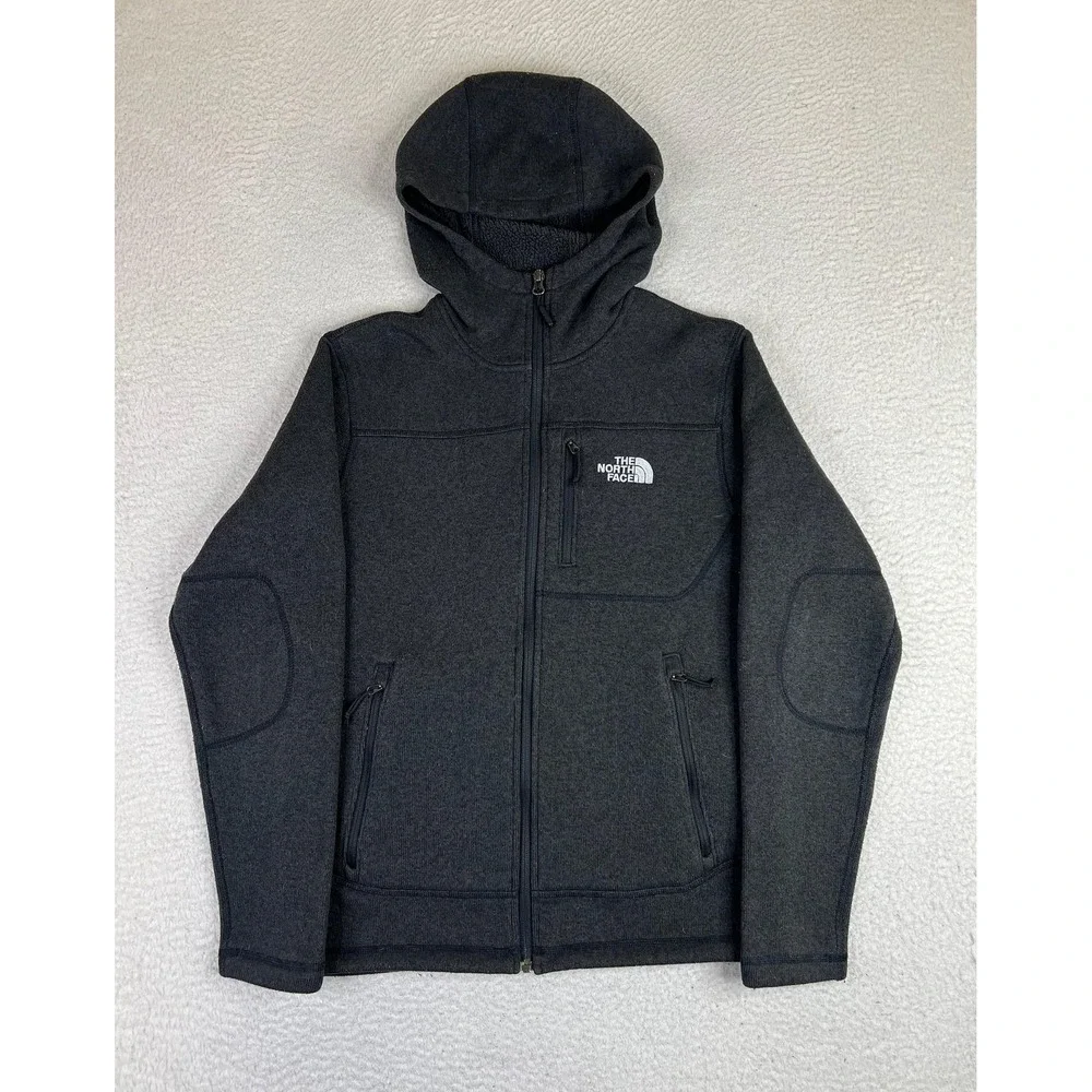 The North Face Jacket Mens Small Gray Gordon Lyons Hooded Fleece Full Zip